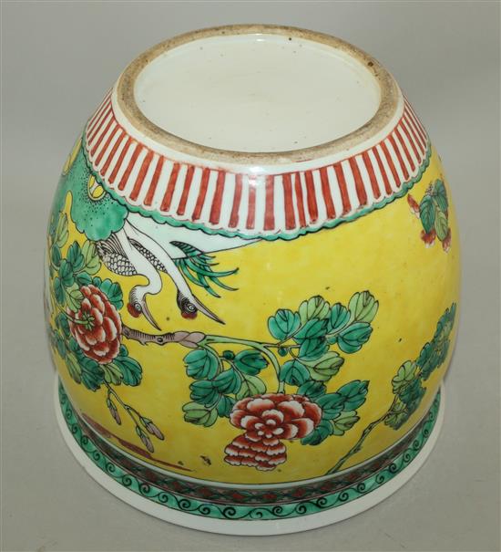 A Chinese yellow ground fish bowl, late 19th century, diameter 26cm